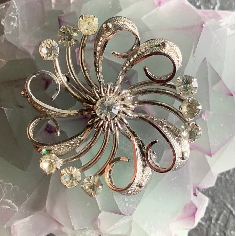 Vintage Sameo Sterling Silver Swirl Brooch, Stamped